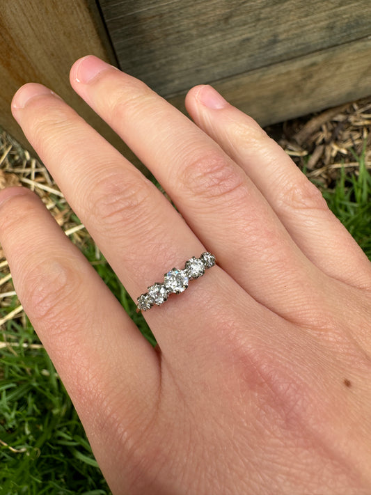 Vintage 18ct yellow gold and platinum 0.55ct TCW five stone old mine cut diamond ring