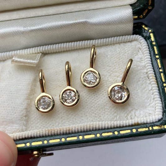 Custom 18ct yellow gold 0.2ct old mine cut diamond pendants