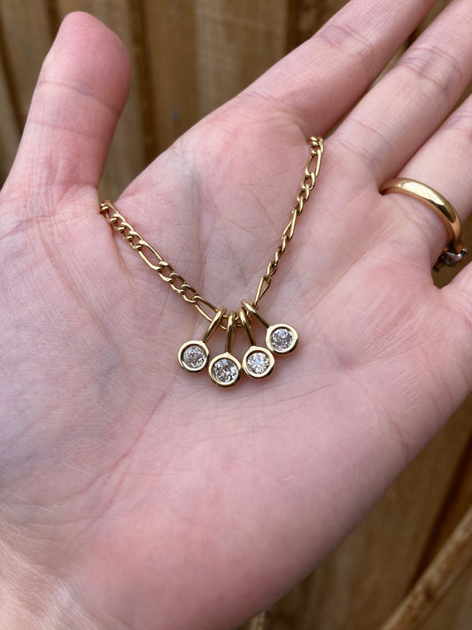 Custom 18ct yellow gold 0.2ct old mine cut diamond pendants
