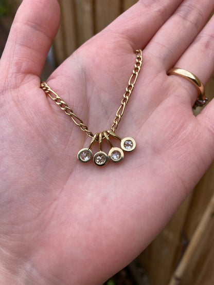 Custom 18ct yellow gold 0.2ct old mine cut diamond pendants