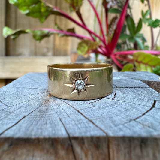 Antique 18ct yellow gold starset diamond cigar band