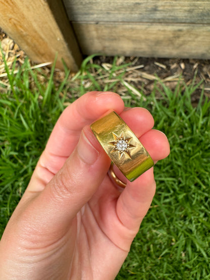 Antique 18ct yellow gold starset diamond cigar band