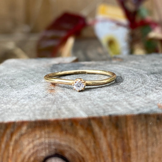 Vintage 18ct yellow gold brilliant cut diamond solitaire twist ring