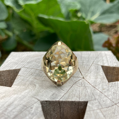 Vintage 9ct yellow gold citrine solitaire statement ring