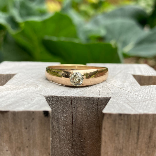 Vintage 14ct rose gold old cut diamond gypsy ring