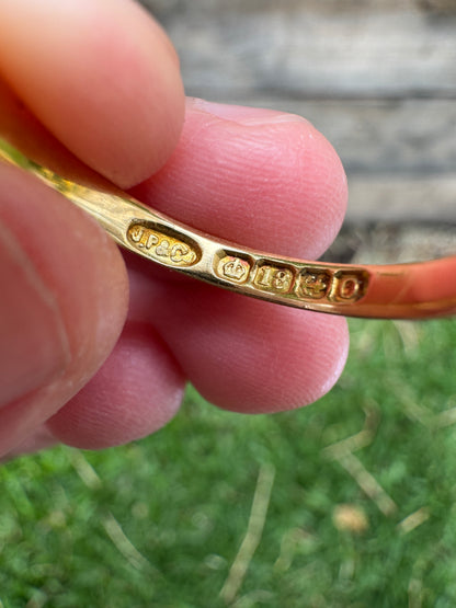 Vintage 18ct yellow gold old mine cut diamond five stone boat ring