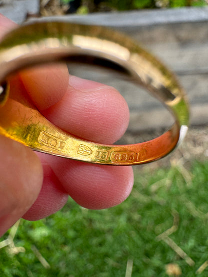 Antique Victorian 15ct rosy yellow gold old mine cut diamond starset gypsy ring