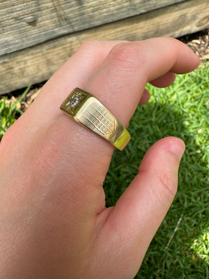 Vintage 9ct yellow gold starset 0.12ct old mine cut diamond signet ring