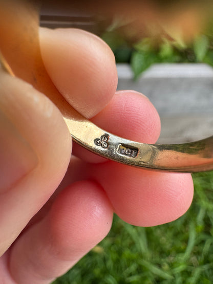 Vintage 9ct yellow gold red jasper cabochon signet ring