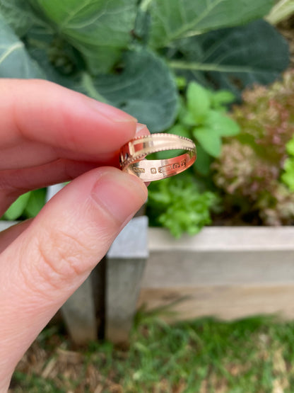 Antique Edwardian 9ct rose gold 'Mizpah' rose cut diamond flower ring