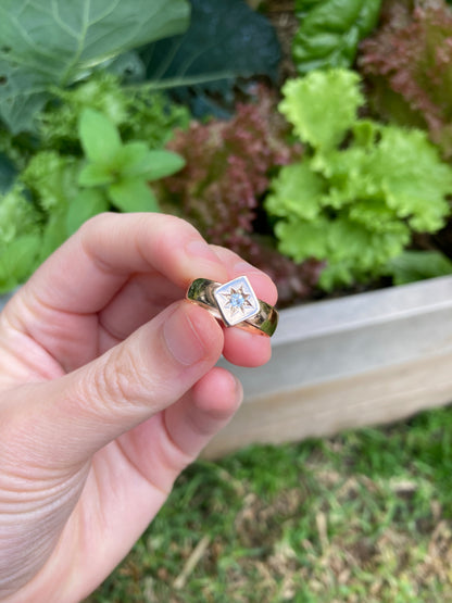 Antique Victorian 9ct rose gold old cut diamond plaque band