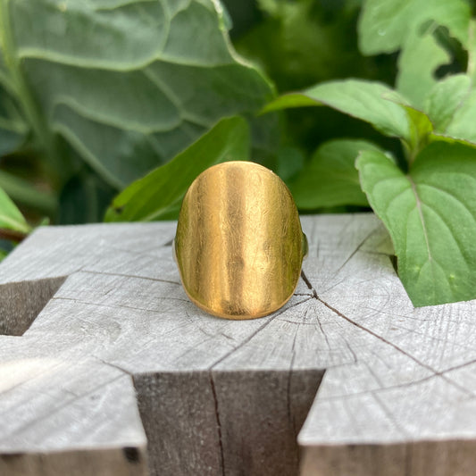 Vintage 22ct half sovereign on 9ct yellow gold band ring