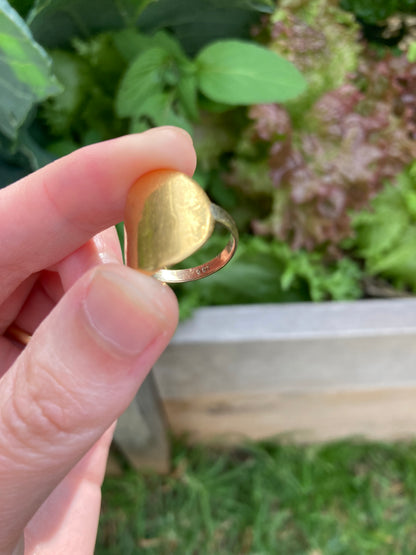 Vintage 22ct half sovereign on 9ct yellow gold band ring