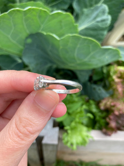 Vintage platinum 0.85ct emerald cut diamond solitaire ring