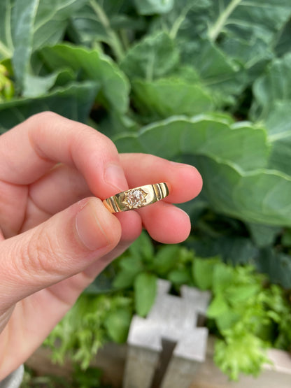 Antique Victorian 18ct yellow gold starset 0.25ct old mine cut diamond solitaire ring