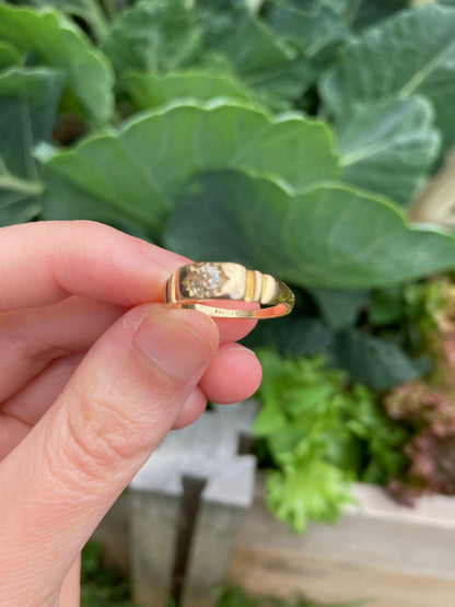 Antique Victorian 18ct yellow gold starset 0.25ct old mine cut diamond solitaire ring