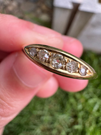 Antique 18ct yellow gold five stone 0.2ct TCW old cut diamond ring