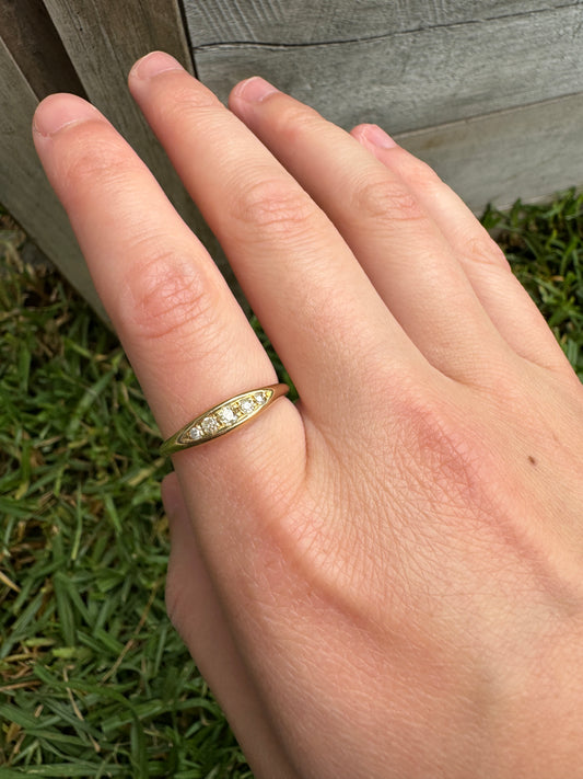 Antique 18ct yellow gold five stone 0.2ct TCW old cut diamond ring