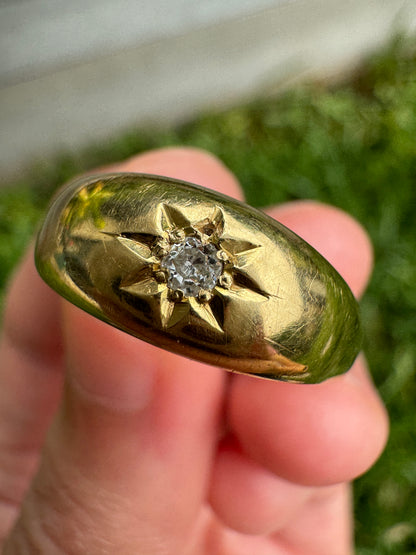 Vintage 18ct yellow gold old cut diamond starset gypsy ring