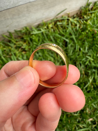 Vintage 18ct yellow gold old cut diamond starset gypsy ring