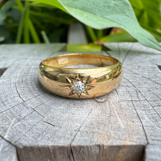 Vintage 18ct yellow gold single cut diamond starset gypsy ring