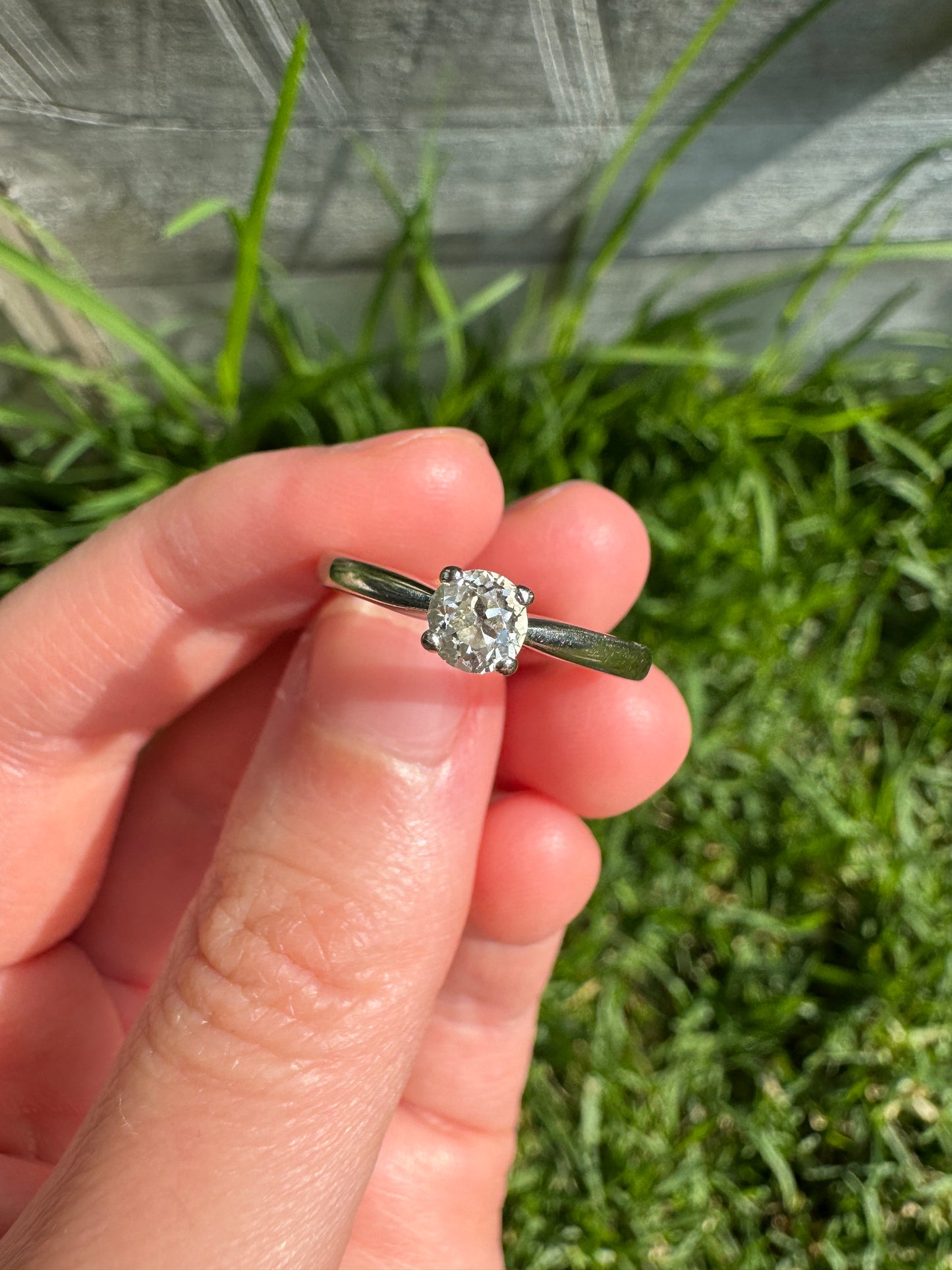 18ct white gold 0.2ct old mine cut diamond solitaire ring