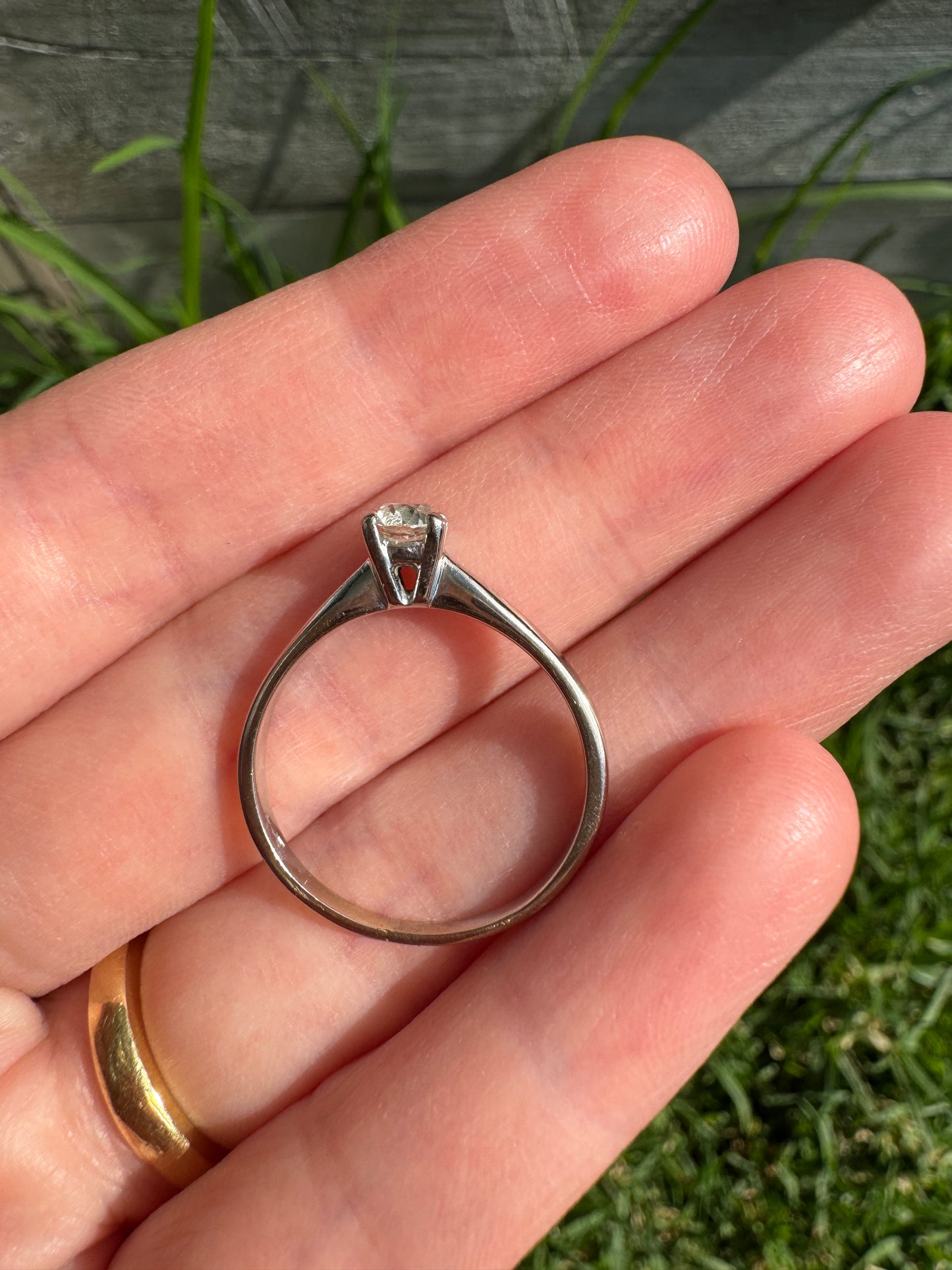 18ct white gold 0.2ct old mine cut diamond solitaire ring