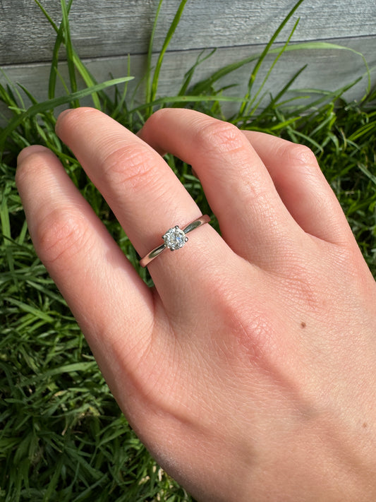 18ct white gold 0.2ct old mine cut diamond solitaire ring