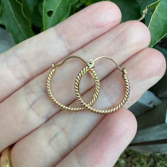 Vintage 9ct rose gold Italian hoop earrings