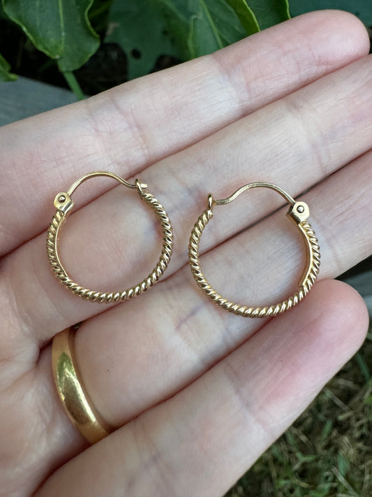 Vintage 9ct rose gold Italian hoop earrings