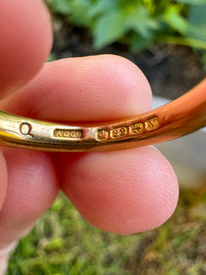Antique 22ct yellow gold band, 3mm wide