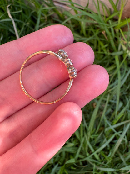 Vintage 18ct yellow gold 0.4ct TCW old mine cut and single cut diamond ring