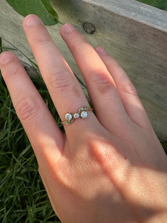 Vintage 18ct yellow gold 0.4ct TCW old mine cut and single cut diamond ring