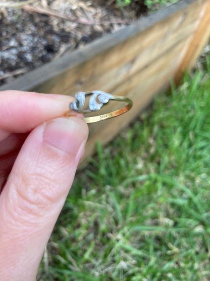 Vintage Art Nouveau style 18ct yellow gold old cut diamond ring