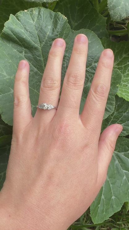 Antique 18ct white gold 0.44ct old mine cut diamond and 0.18ct TCW old single cut diamond ring