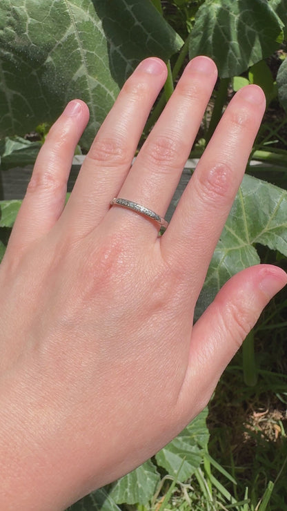 Vintage 18ct white gold and platinum six stone single cut diamond half eternity ring