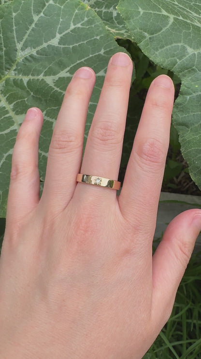 Vintage 9ct yellow gold 3pt single cut diamond starset gypsy ring
