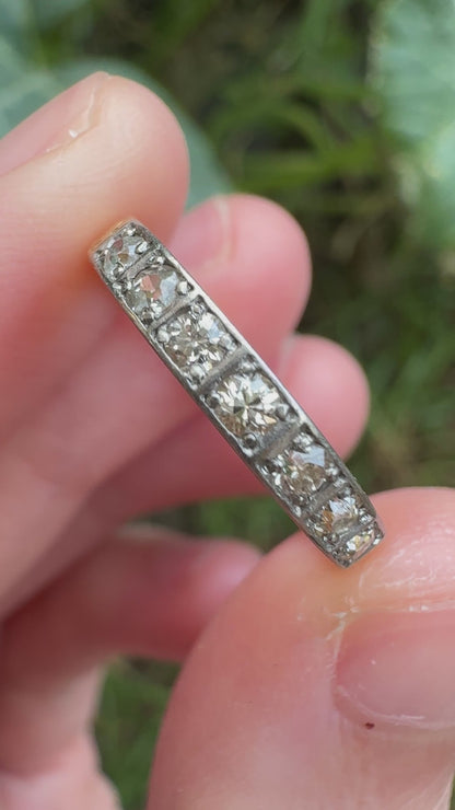 Antique 18ct yellow gold 0.25ct TCW old cut diamond half eternity ring