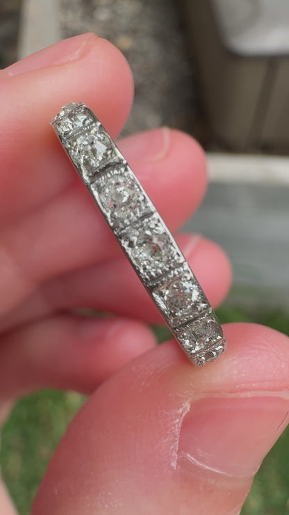 Antique 18ct gold old cut diamond half eternity ring