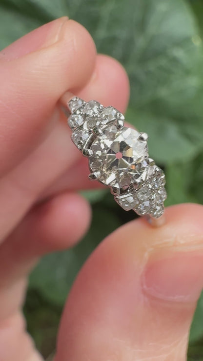 Antique 18ct white gold 0.44ct old mine cut diamond and 0.18ct TCW old single cut diamond ring