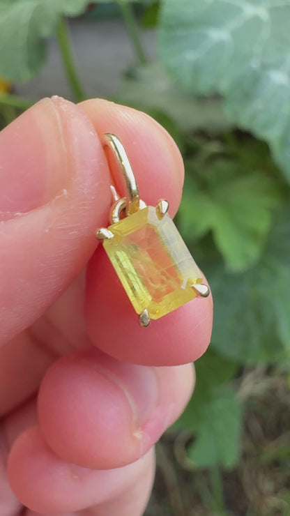 Custom handmade recycled 9ct yellow gold 1.25ct natural yellow sapphire prong set pendant