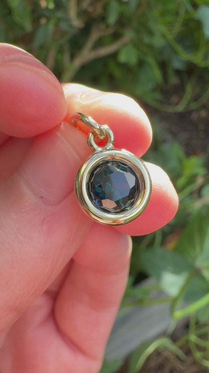 Custom handmade recycled 9ct yellow gold 1.63ct natural Australian parti sapphire bezel set pendant