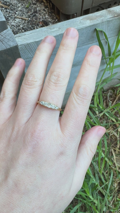 Antique 18ct gold old mine cut diamond five stone ring