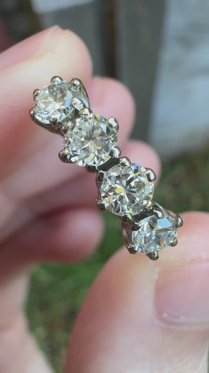 Antique 18ct gold old European cut diamond four stone ring