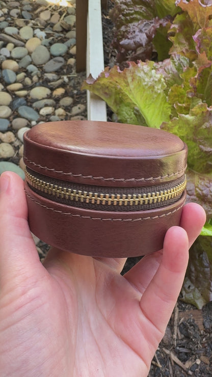 GBJ leather mini jewellery travel case - limited edition Fall colour