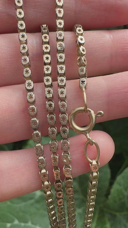 Vintage gold star pierced chain, 52cm / 20.47 inches long