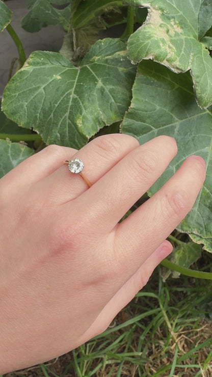 Vintage 18ct yellow gold and platinum 0.75ct old European cut diamond solitaire ring