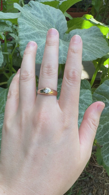 Vintage French 18ct yellow gold 0.26ct old mine cut diamond gypsy ring