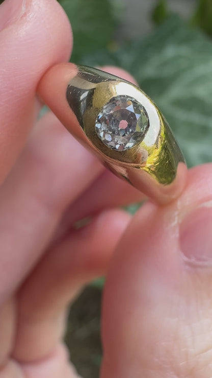 Vintage French 18ct yellow gold 0.26ct old mine cut diamond gypsy ring