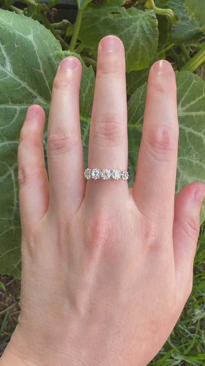 Antique 18ct yellow gold five stone 1.29ct TCW old mine cut diamond ring
